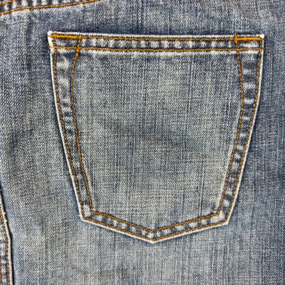 London Jean Denim Mini Skirt Womens 6 Medium Wash Button Fly Raw Hem Cotton Y2K